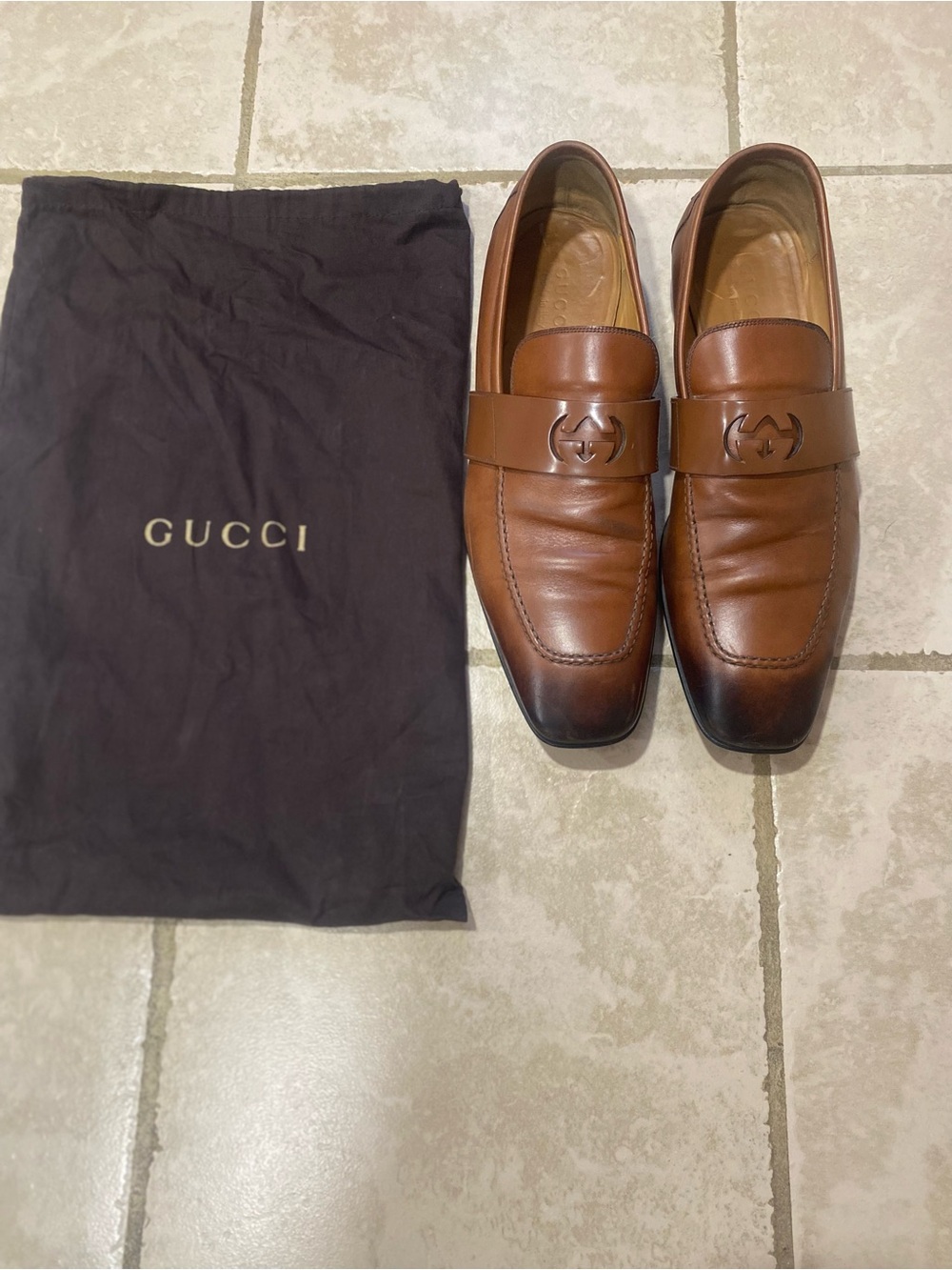 Gucci Men's Tan Brown Leather Bit Loafers